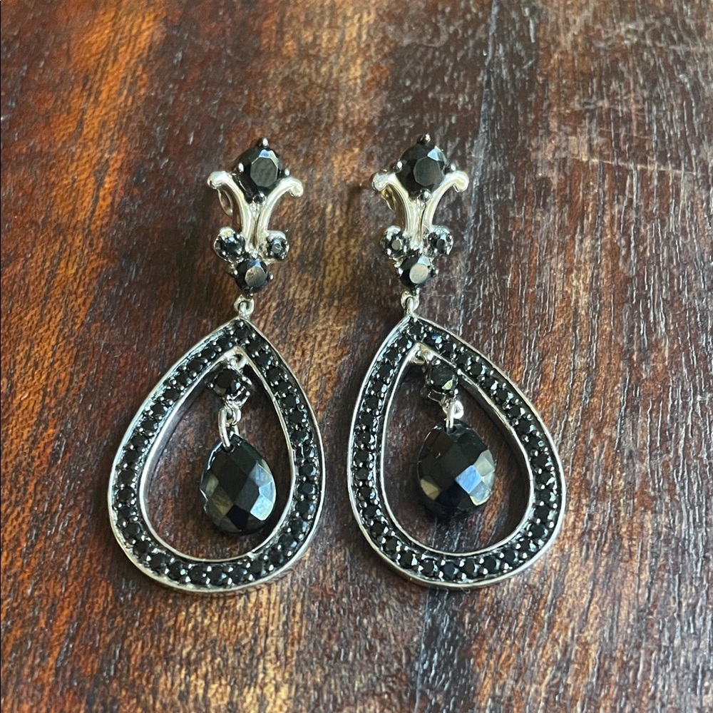 Elegant Black Rhinestone Teardrop Earrings